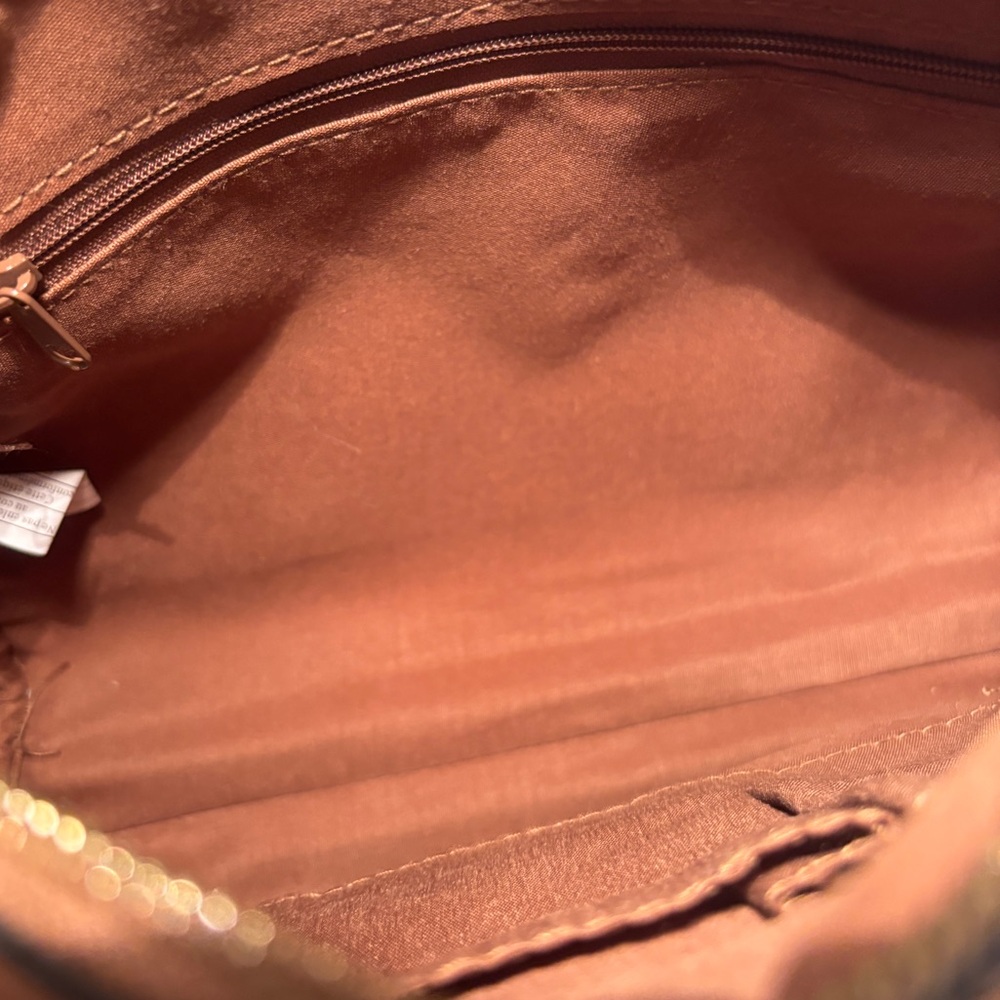 NWT Minicci Brown and Cream Crossbody Bag with Textured Panel - Picture 8 of 9